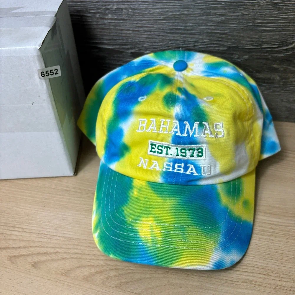 Bahamas Hat Cap Strap Back‎ Blue Yellow Tie Dye Nassau Outdoors